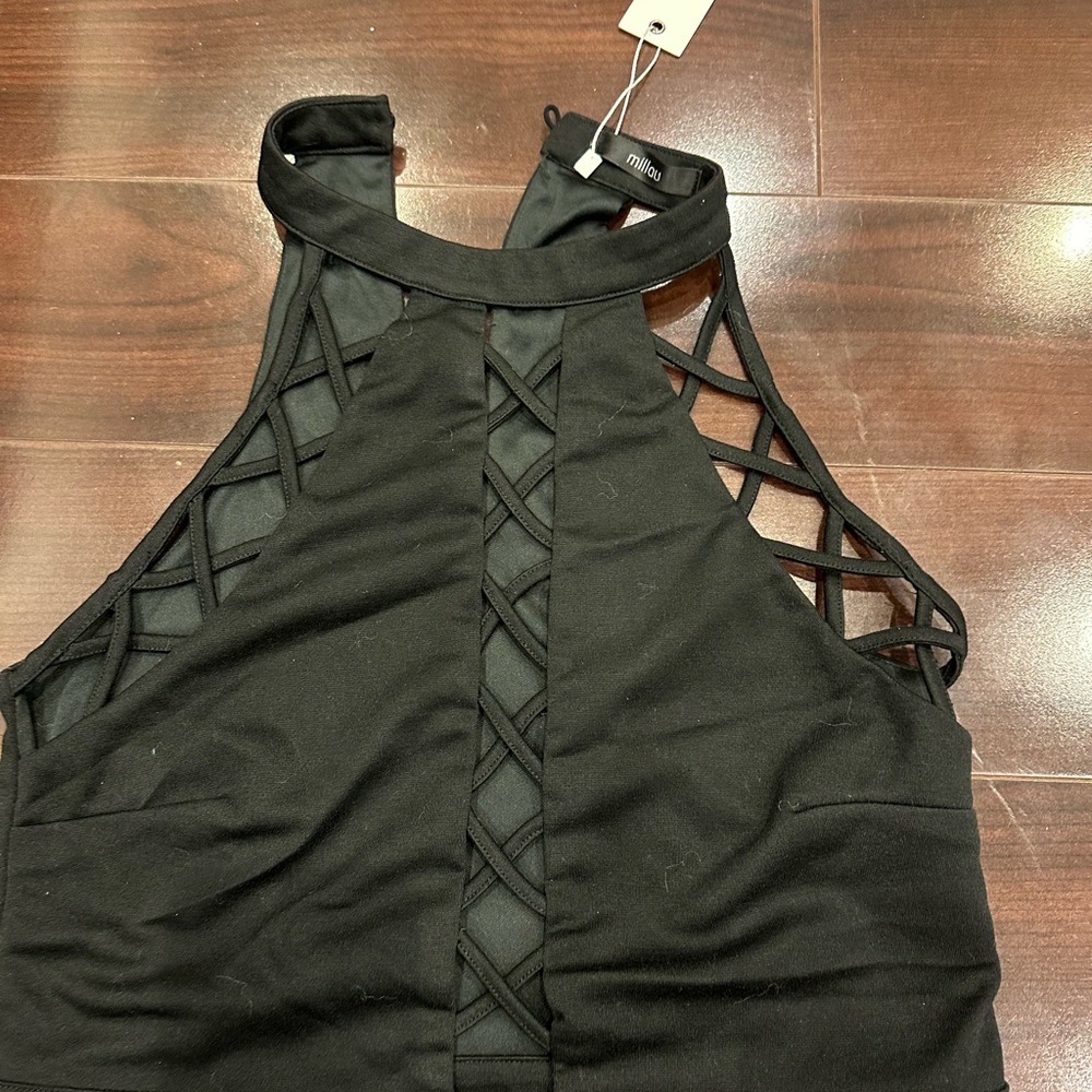 Millau Black Lattice Crop Top